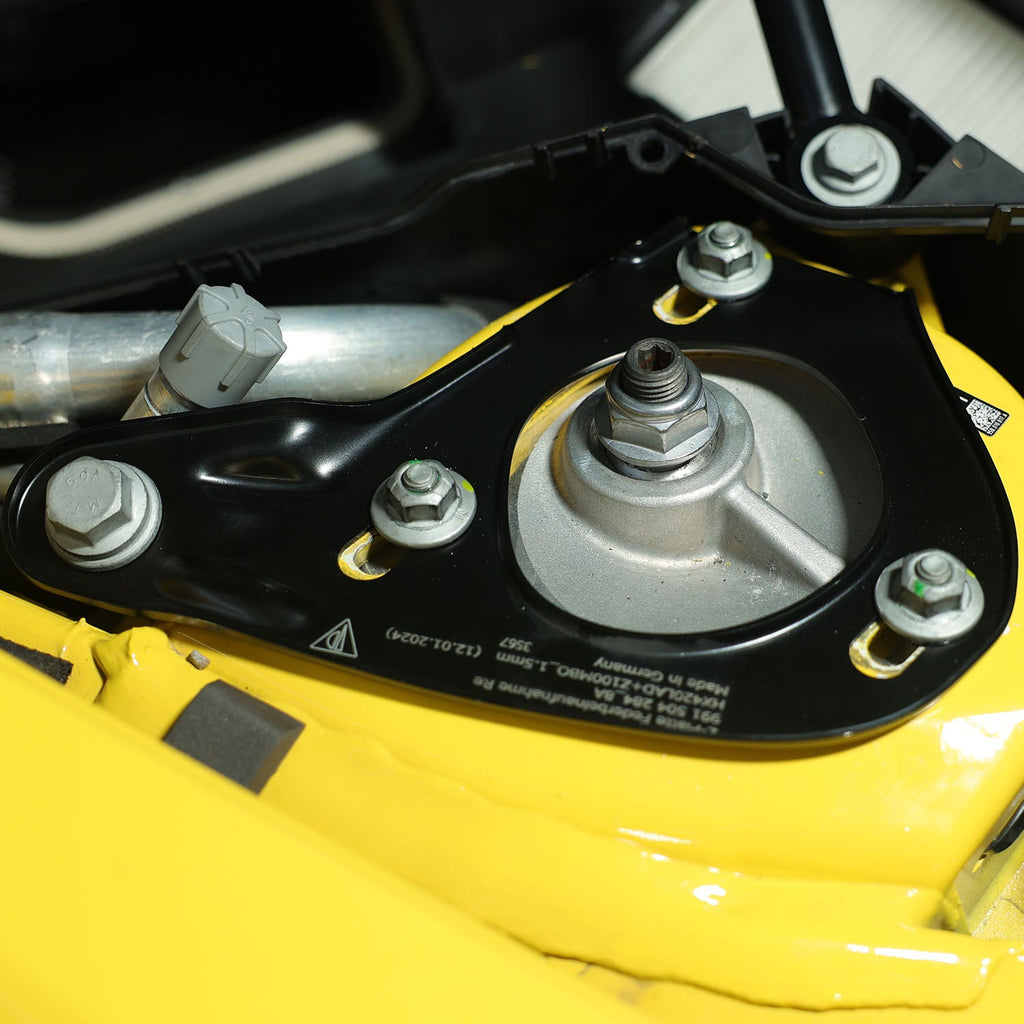 SR CUSTOMIZED PORSCHE MOTORSPORT STRUT TOWER REINFORCEMENT PLATES - 981504283_8A & 991504284_8A  [PORSCHE 718 / 981 / 991]