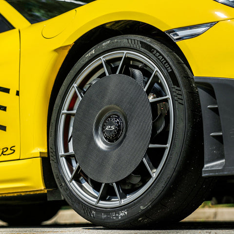 SR DRY CARBON FIBER TURBOFAN AERODISC PRO (for Aluminum FRONT Rims) [PORSCHE 718 GT4 RS]