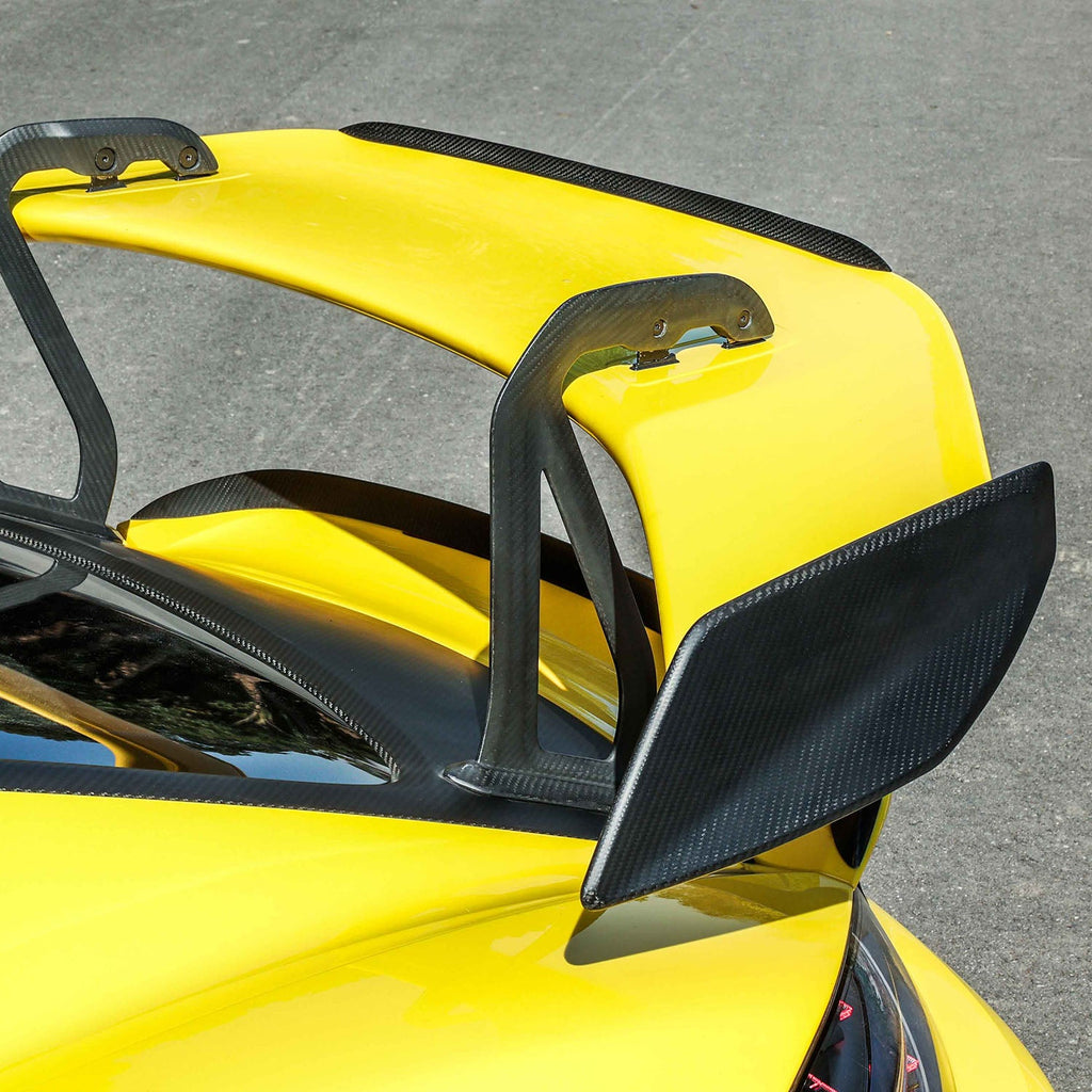 SR DRS-1 DRY CARBON FIBER ENDPLATES FOR GT4 RS OEM WING [PORSCHE 718 Cayman GT4 RS]