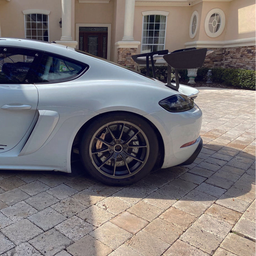 SR GT4 3-INCH SWAN NECK WING RISER - OEM 2017 ALUMINIUM [PORSCHE 718 GT4 / 981 GT4]