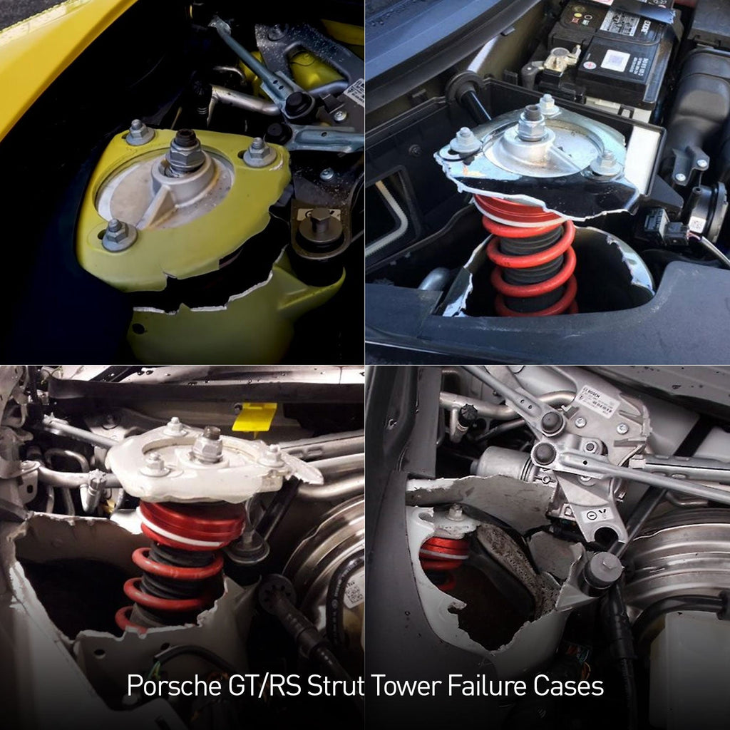 SR CUSTOMIZED PORSCHE MOTORSPORT STRUT TOWER REINFORCEMENT PLATES - 981504283_8A & 991504284_8A  [PORSCHE 718 / 981 / 991]