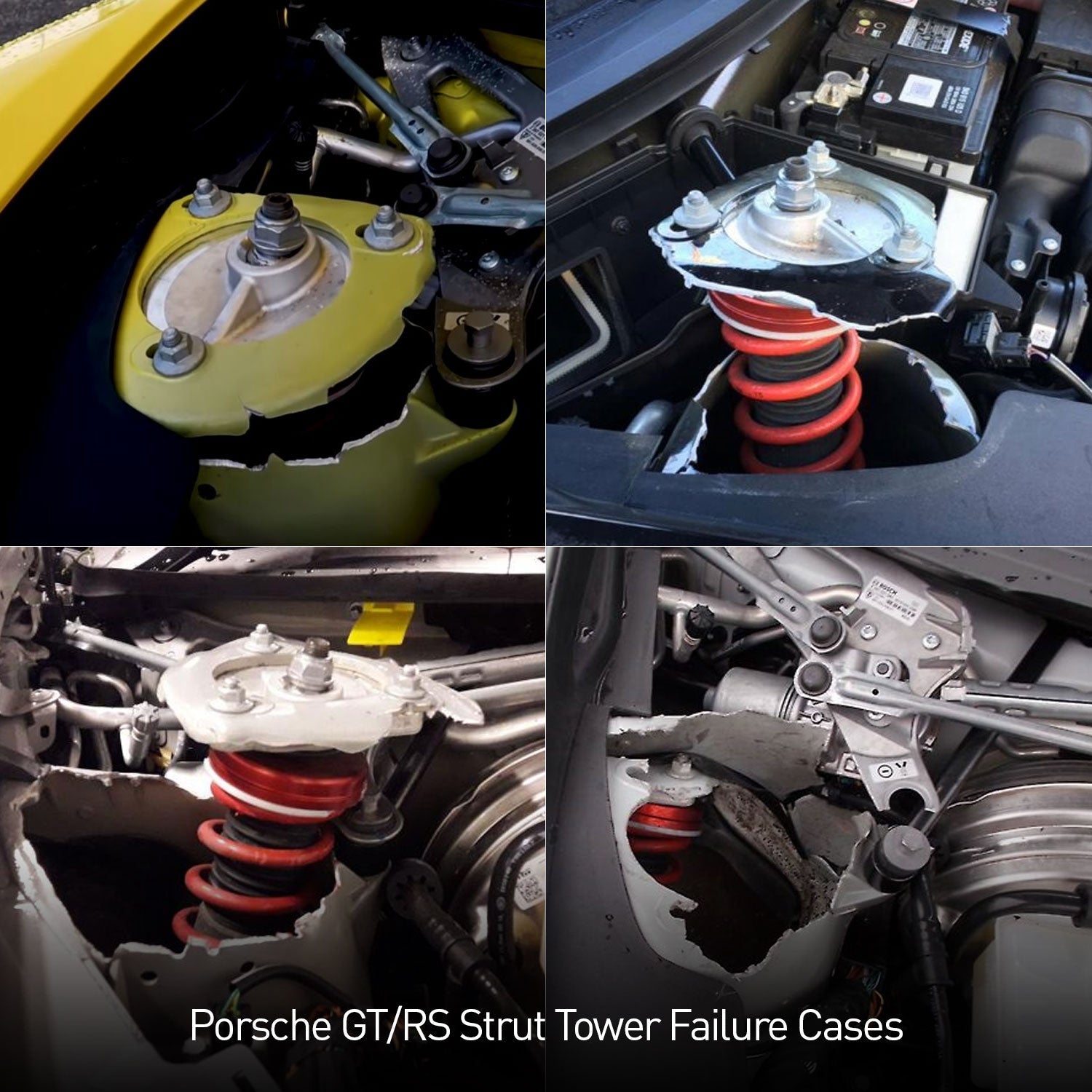 SR CUSTOMIZED PORSCHE MOTORSPORT STRUT TOWER REINFORCEMENT PLATES - 981504283_8A & 991504284_8A  [PORSCHE 718 / 981 / 991]
