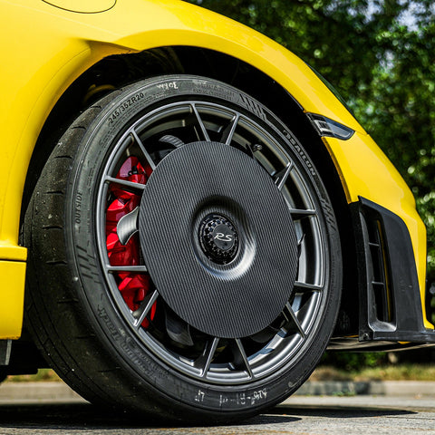 SR DRY CARBON FIBER TURBOFAN AERODISC PRO (for Aluminum FRONT Rims) [PORSCHE 718 GT4 RS]